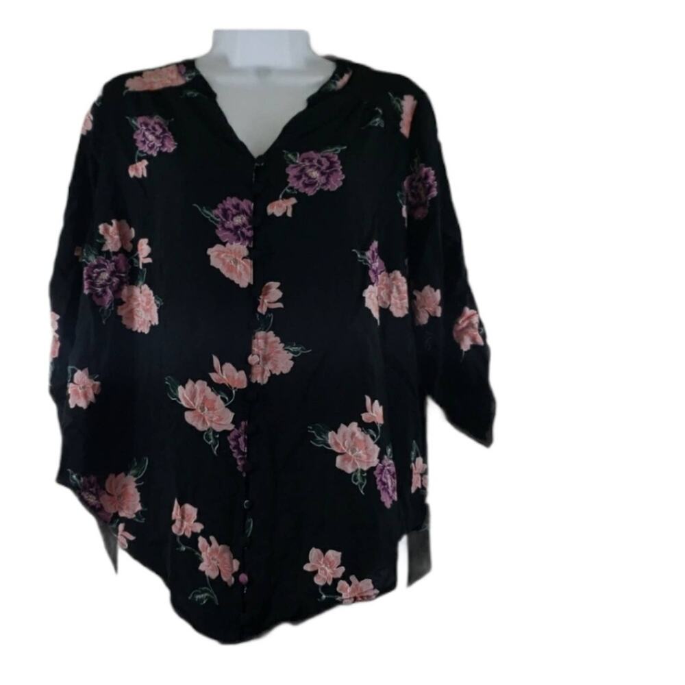 Torrid Harper Floral Bunches Challis Blouse 00/10 - Picture 3 of 8